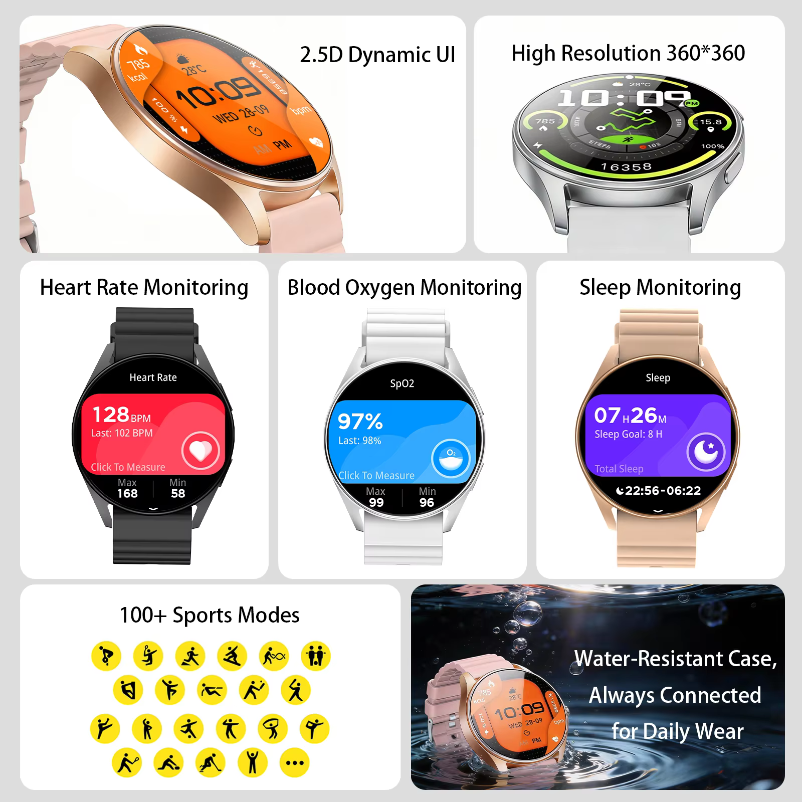 Montre connectée GPS, appels Bluetooth