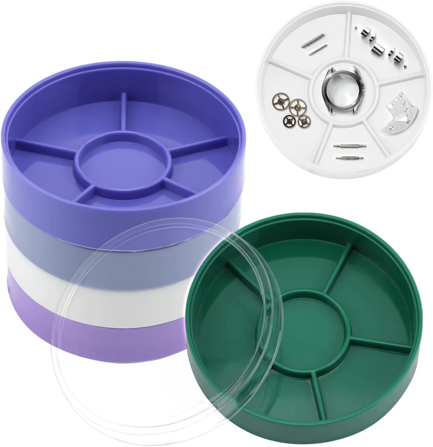 Boîte de rangement 5 couches pour pièces de montre, outils de réparation de montres, vis et composants de mouvement