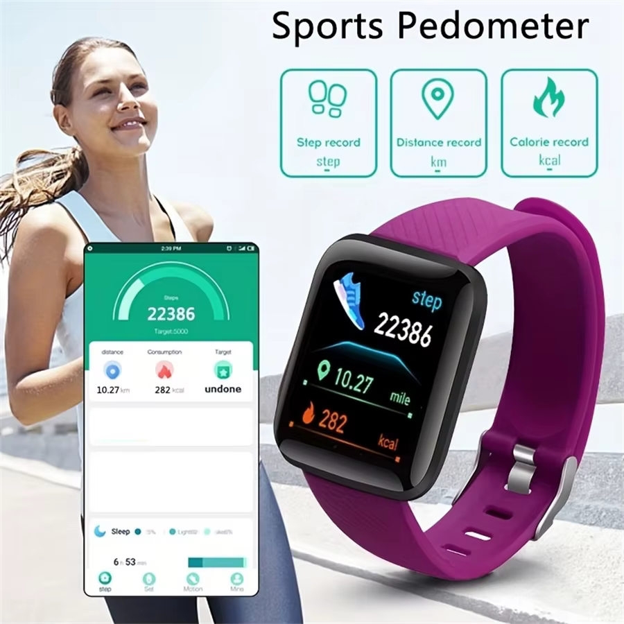 Montre intelligente Sport bracelet Fitness surveillance piste fréquence cardiaque appel et Message rappeler hommes Smartwatch femme 116 Plus horloge D13