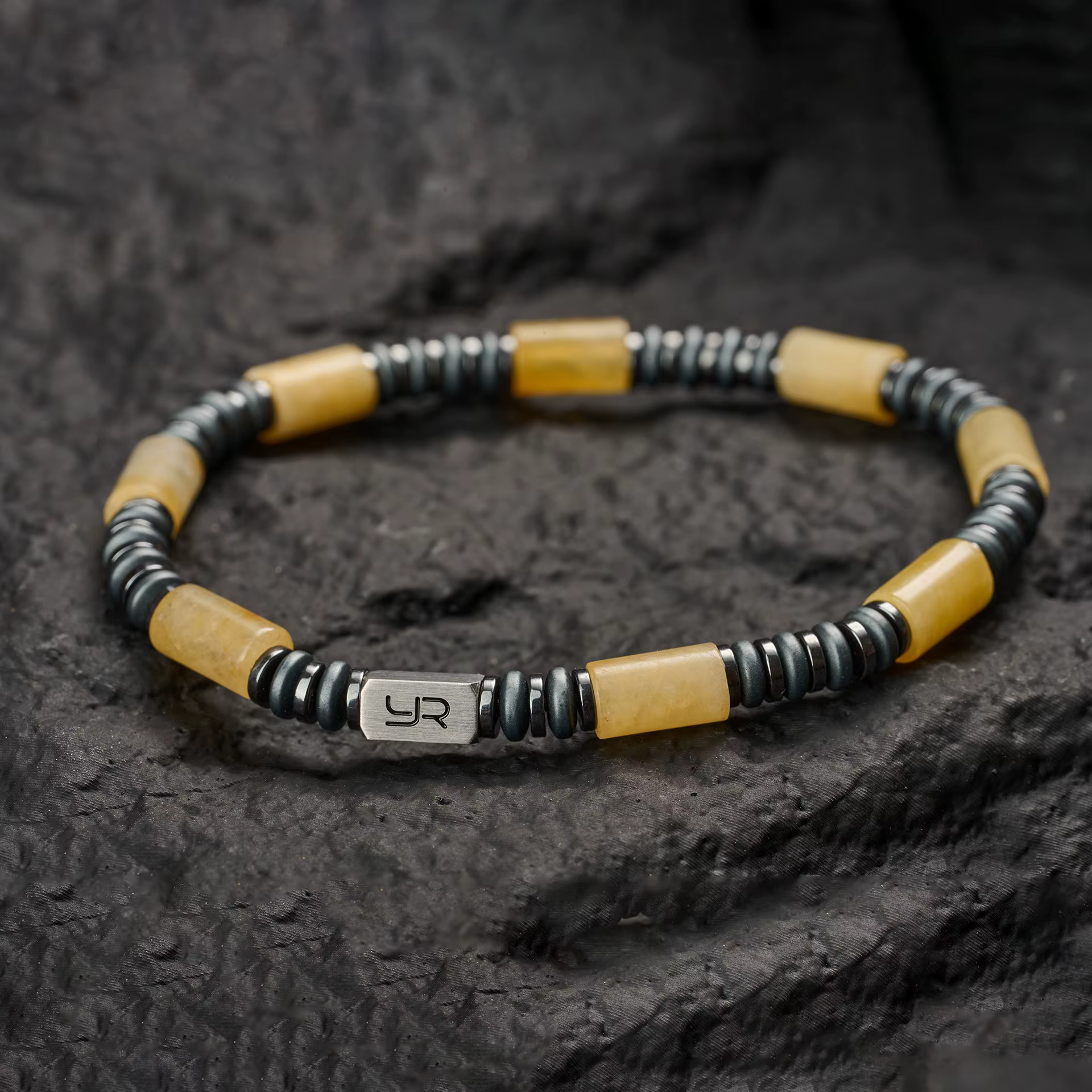 Bracelet en perles de jade jaune naturel pour hommes | Chaîne de mode de style unique de 6 mm | Le cadeau luxueux