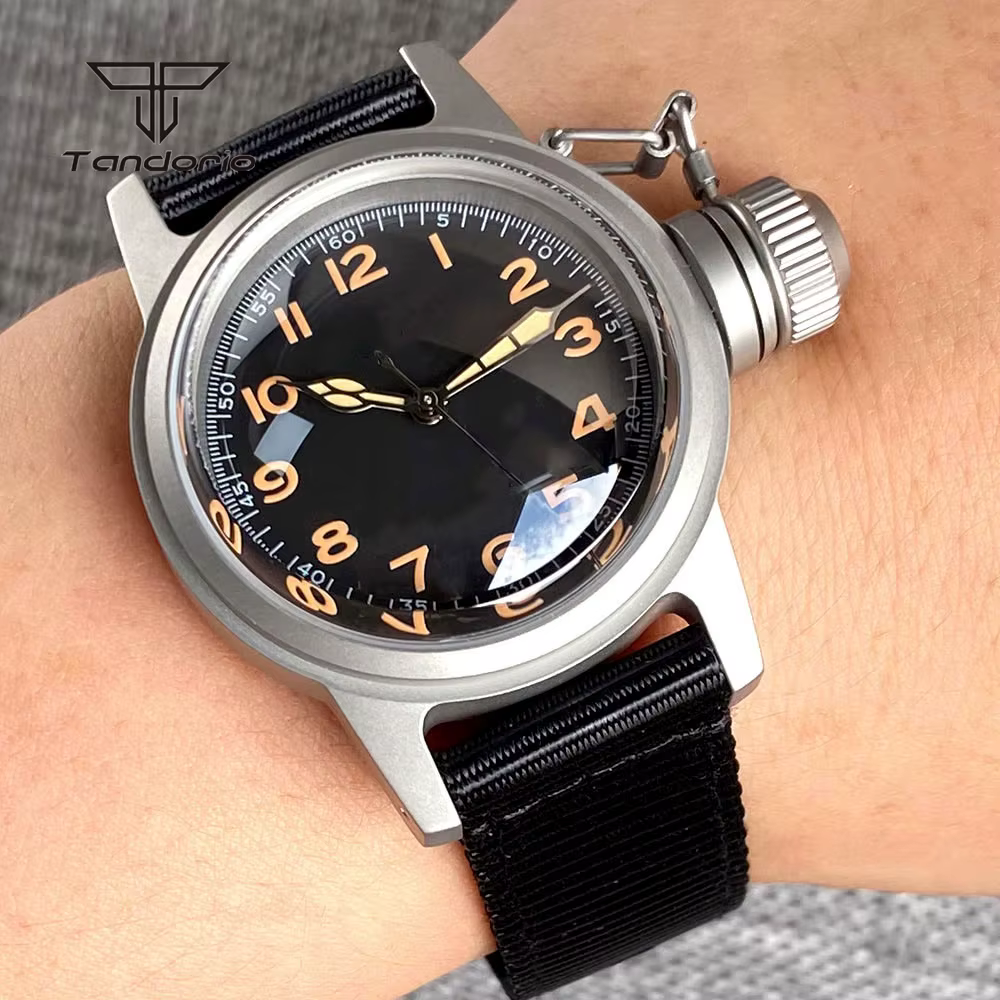 Tandorio 36mm montre mécanique Frogman mis5 8215/PT5000 Movt dôme verre saphir lumineux militaire étanche hommes montre-bracelet