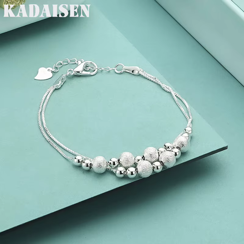 Bracelets en argent Sterling 925 pour femmes, chaîne à double perles, bijoux de créateur à la mode, cadeaux de mariage