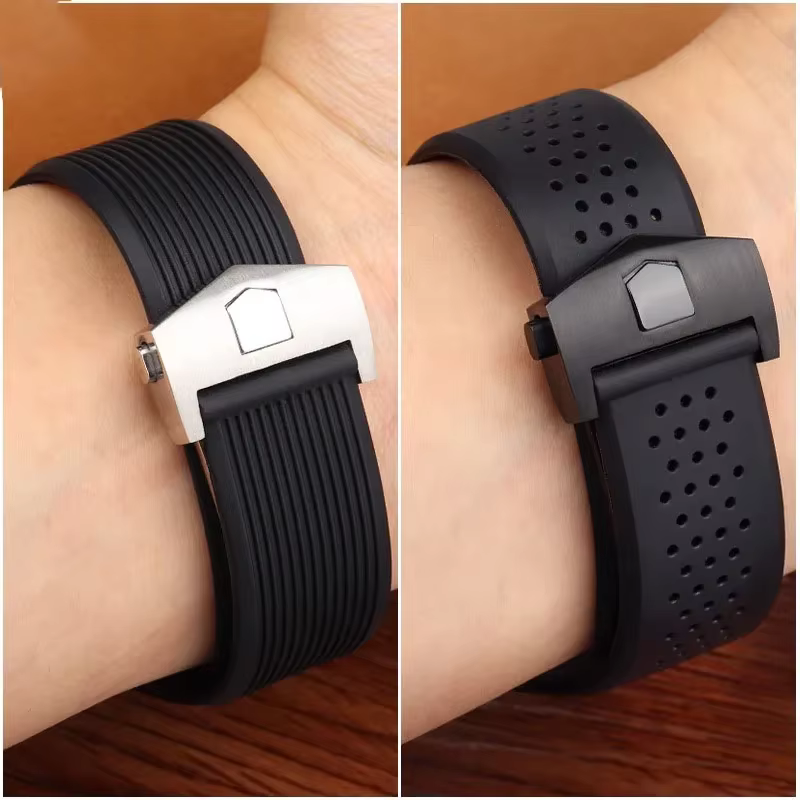 Bracelet de montre en caoutchouc naturel pour TAG HEUER GRAND CARRERA