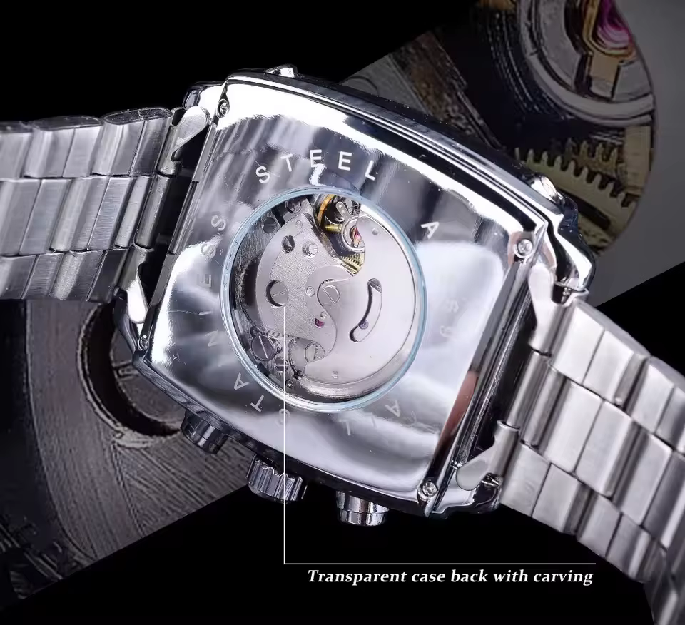 JARAGAR 569 montre mécanique automatique pour hommes de mode créative rétro carré calendrier semaine montres d'affaires