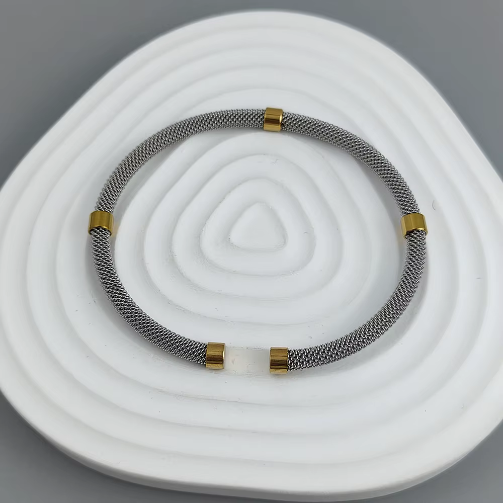 Bracelet en acier inoxydable plaqué or 18 carats, treillis métallique en acier, étanche, haute qualité, cadeau pour femme, couple, nouveau