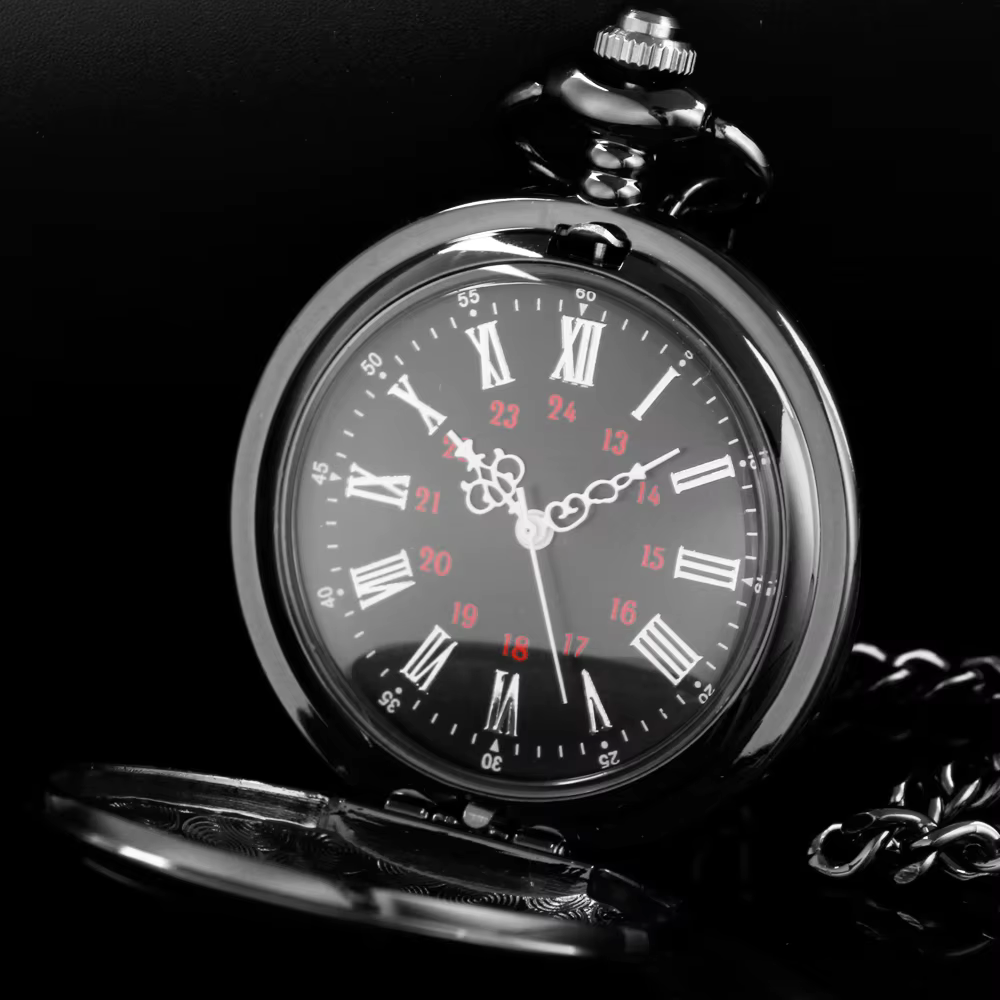 Montre de poche classique en acier poli à quartz pour homme, cadeau idéal