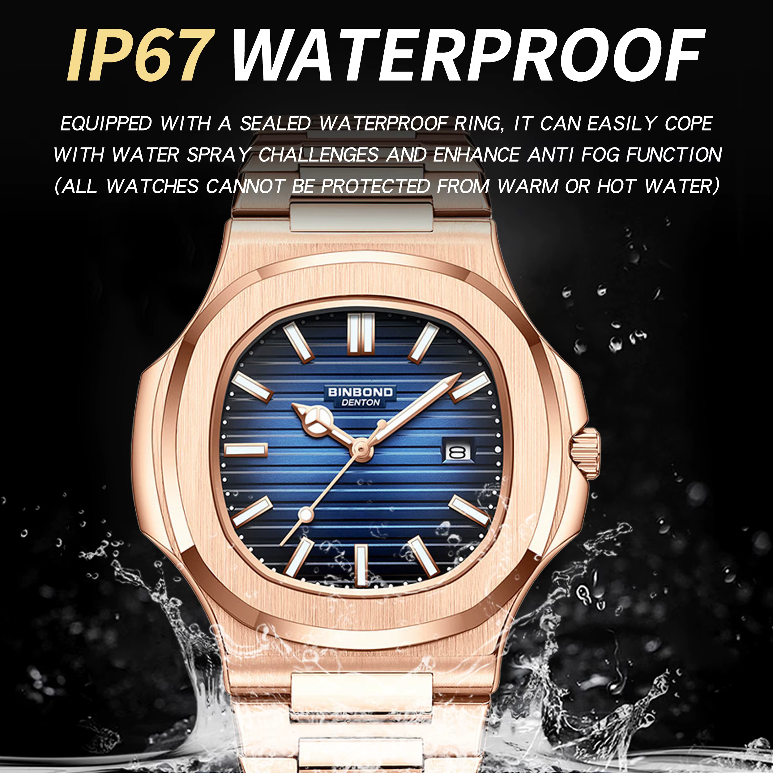 Montres-bracelets en quartz robustes originales BINBOND pour hommes, montres de luxe lumineuses, étanches, avec date automatique, précises, montres décontractées pour hommes, reloj