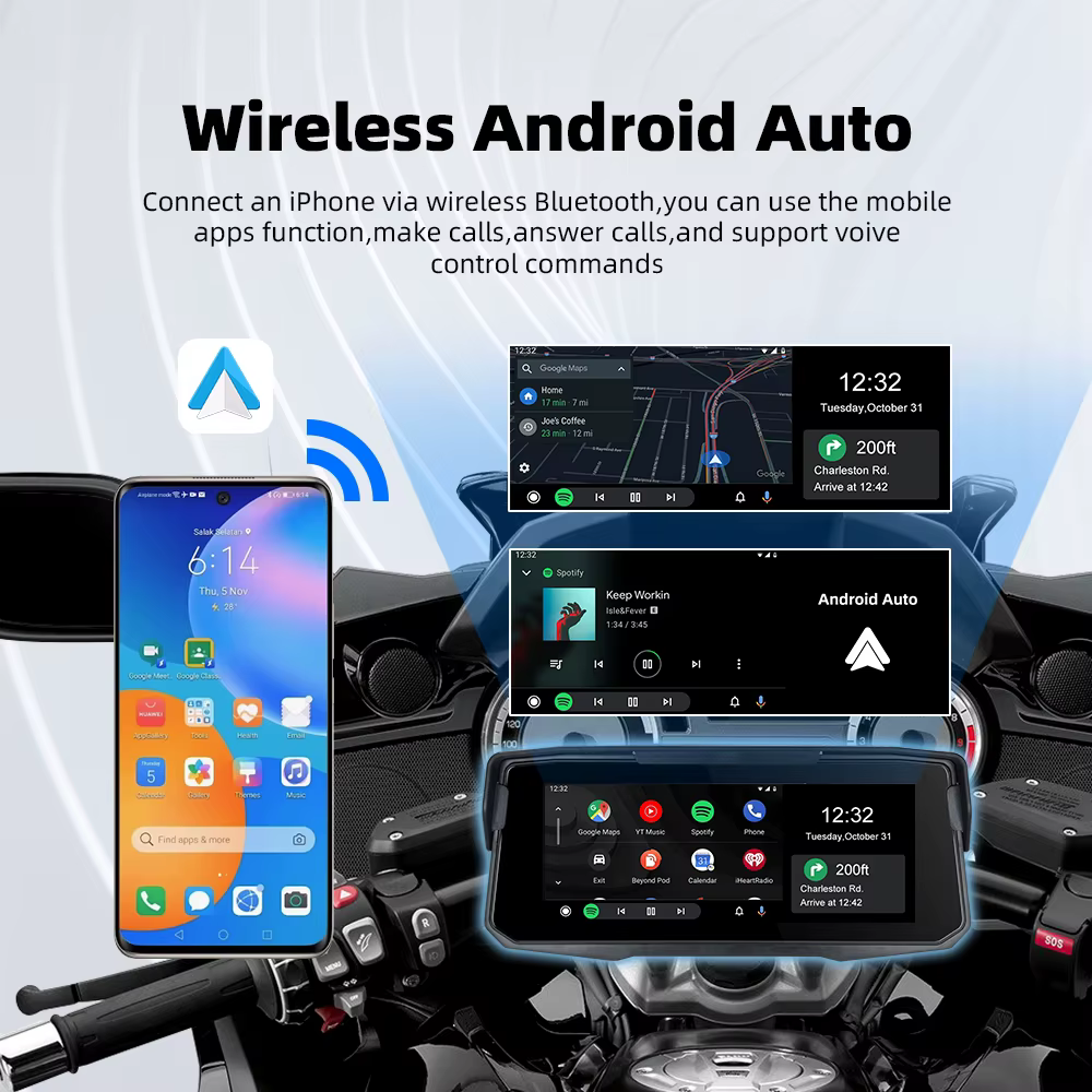 EKIY 6.86 "écran de Moto Navigation GPS affichage Portable numérique Moto Carplay Moto sans fil CarPlay Android Auto