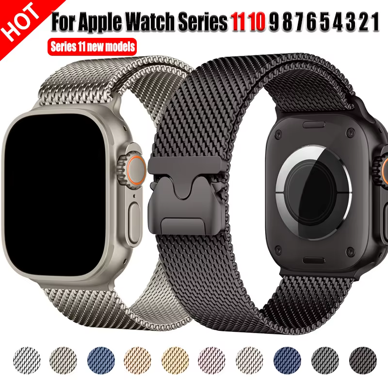 Bracelet à boucle milanaise pour Apple Watch 11 10 42mm 46mm