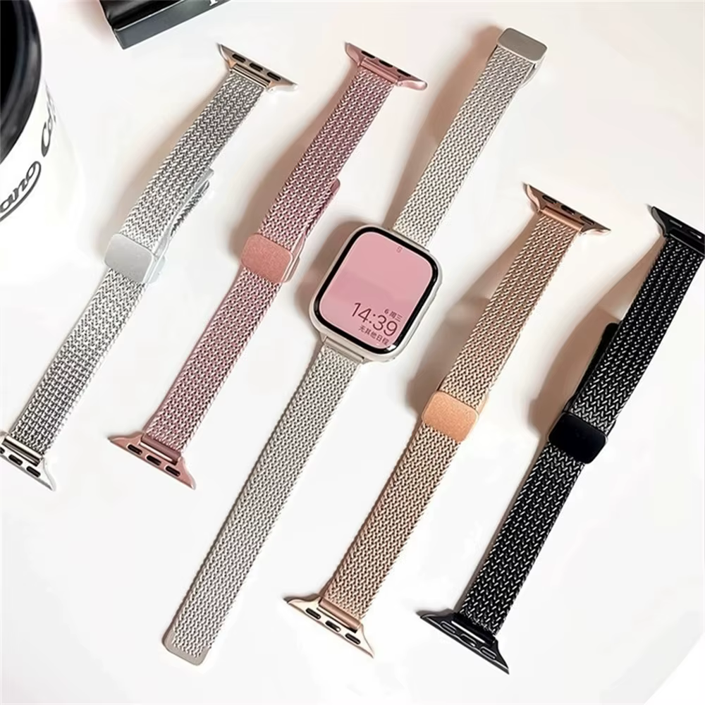 Bracelet magnétique en métal mince de luxe pour IWatch 10 9 8 7 SE 6