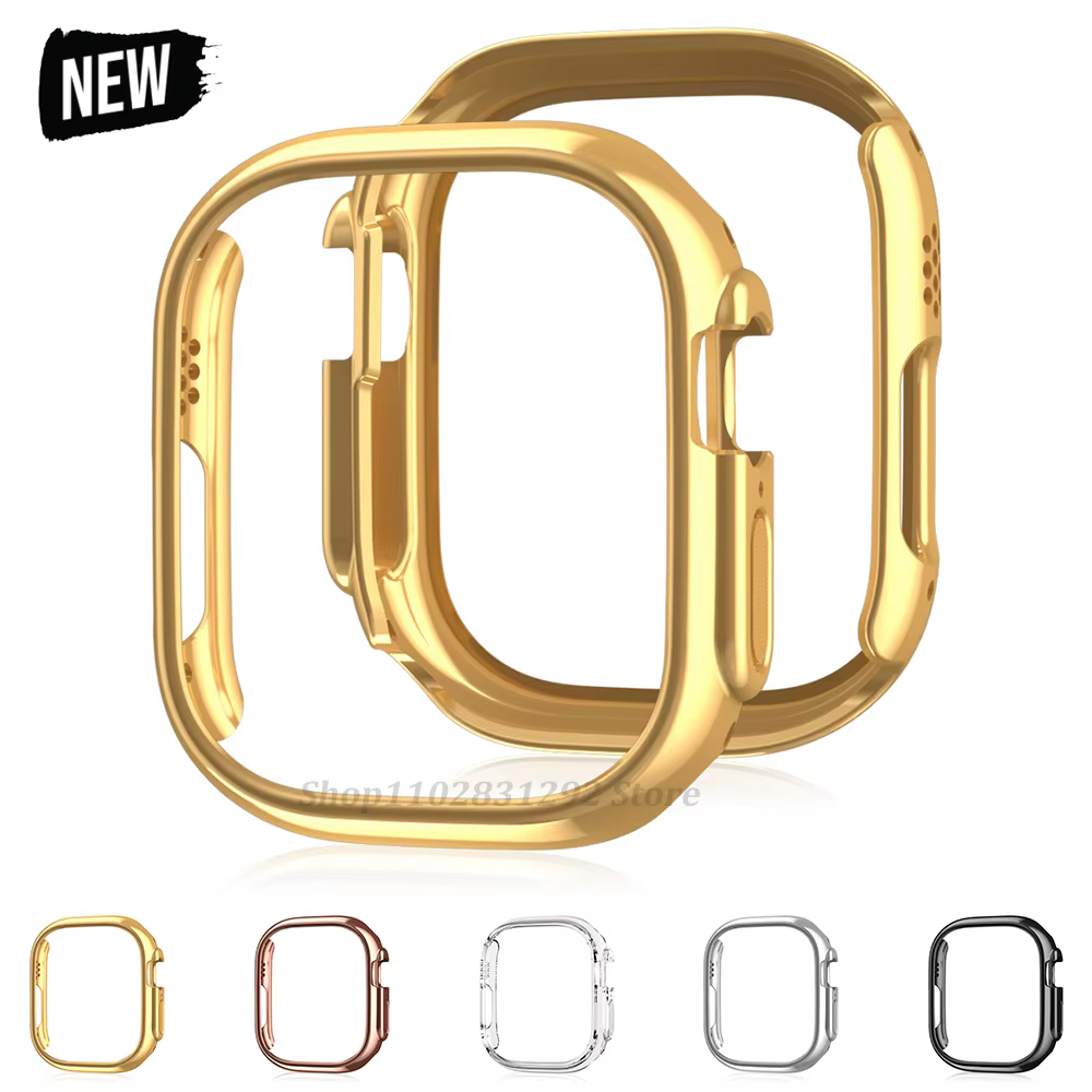 Pour Apple Watch 38 40 42 45 ultra3 49mm plaqué squelette couverture rigide PC pare-chocs cadre pour iWatch SE 11 10 9 8 7 6 5 4 SE3 étui