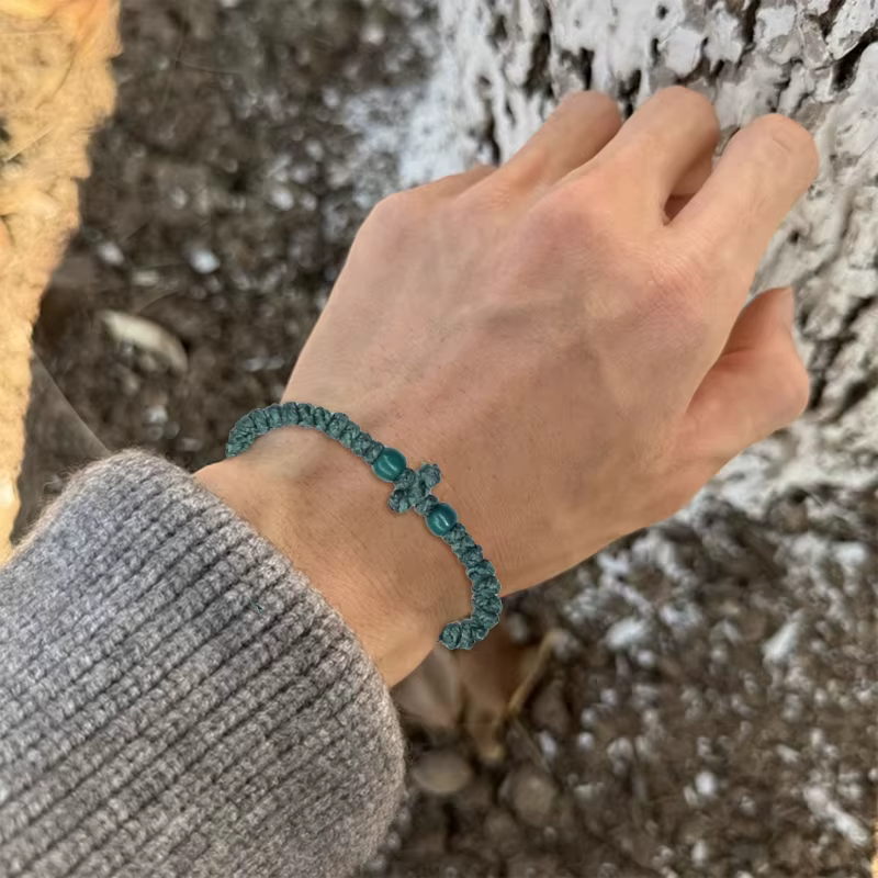 Bracelet en corde prière orthodoxe grecque, fait à main, chrétien, bijoux religieux élégants pour femmes hommes