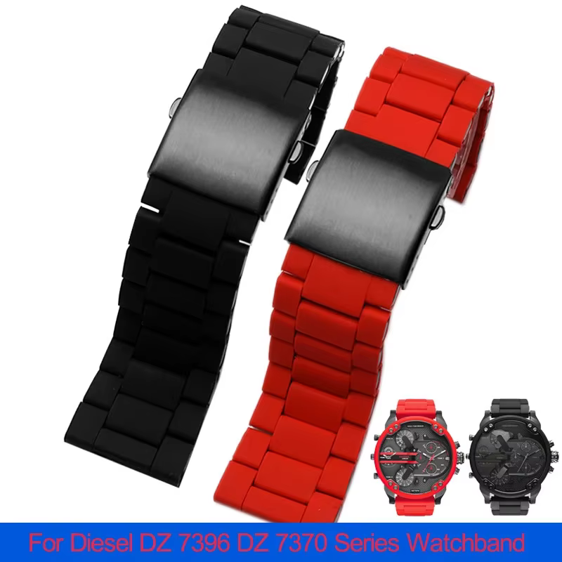 Bracelet de montre en silicone et acier inoxydable