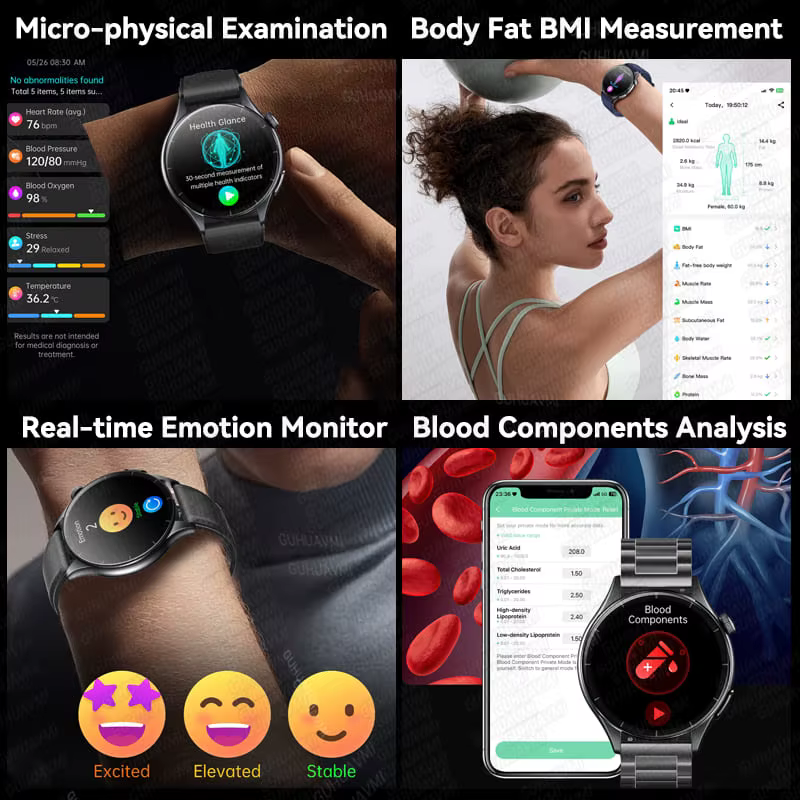 2025 nouveau ECG + PPG diagnostic de santé montres intelligentes hommes femmes horloge acide urique lipide BP traqueur de fréquence cardiaque NFC sport montre intelligente IOS