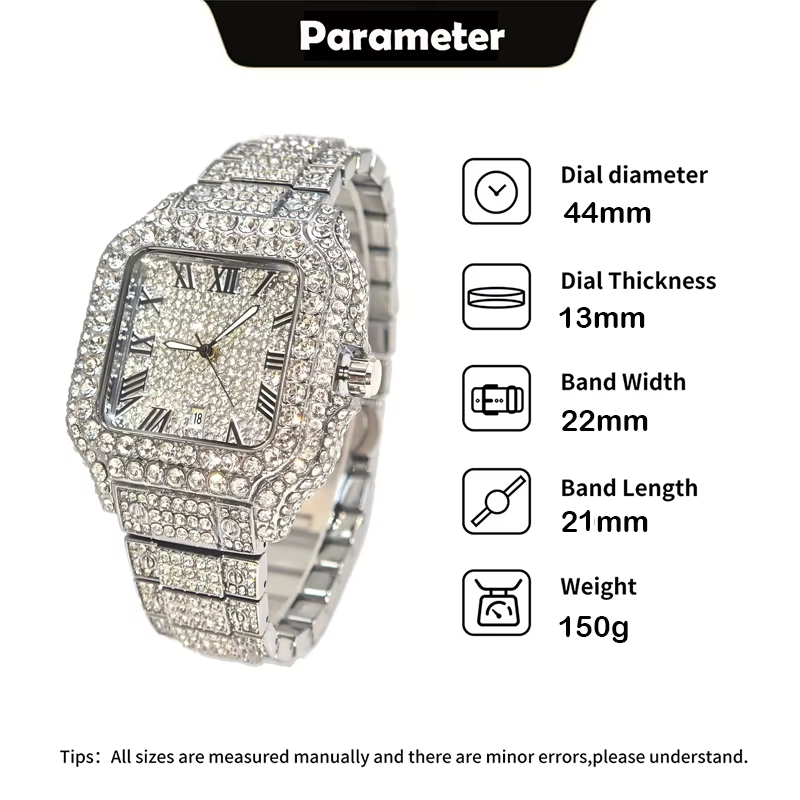 UNIGUET offre spéciale montre glacée de luxe pour homme mode montres carrées hommes Hip Hop diamant Bling bijoux montre-bracelet Reloj Hombre