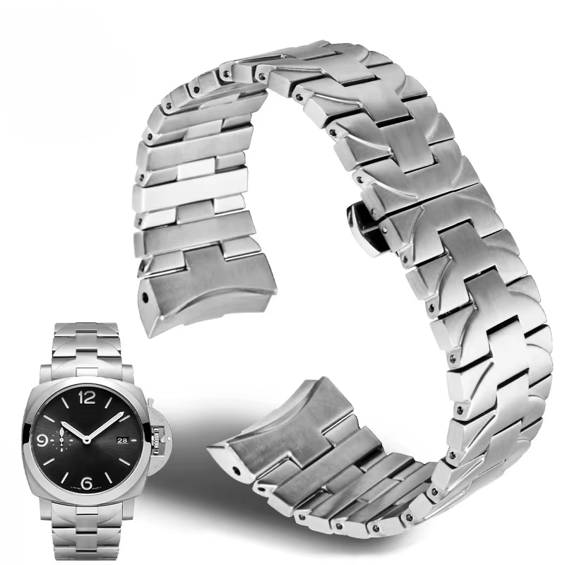 Bracelet de montre incurvé en acier inoxydable massif pour Panerai Luminor série PAM01316 PAM01438 hommes 22 24mm