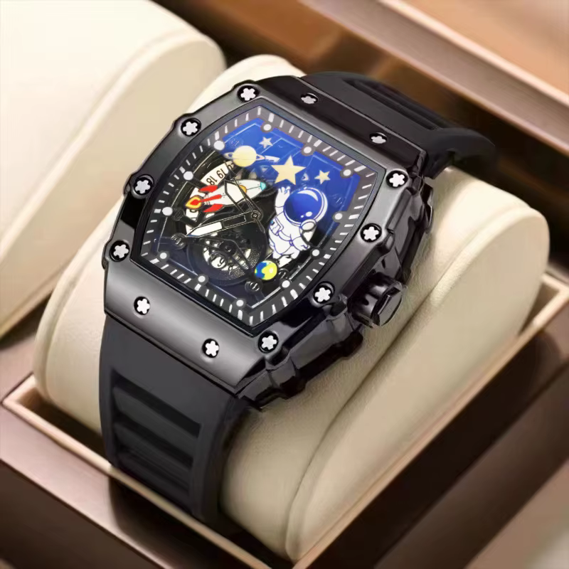 Montre à quartz pour homme avec gravure d'astronaute
