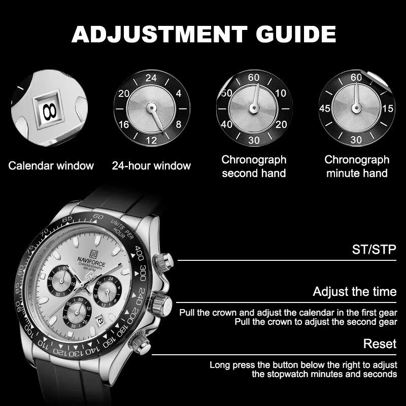 NAVIFORCE montres à la mode pour hommes bracelet en Silicone Sport décontracté chronographe lumineux montre-bracelet Relogio Masculino mâle cadeau 2025