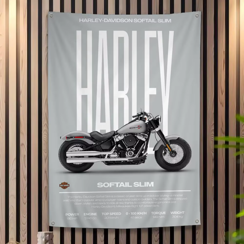 H-HarleyS LOGO Davidson – drapeau coloré à suspendre au mur, bannière murale bohème, Mandala, décoration artistique d'intérieur