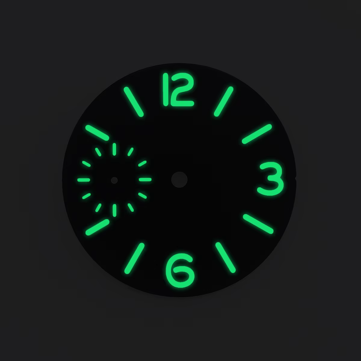 NEITON – cadran de montre noir bleu vert blanc