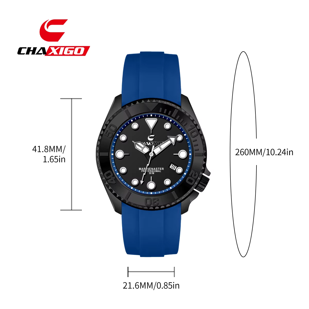 CHAXIGO montre de sport de mode unisexe avec bracelet en silicone