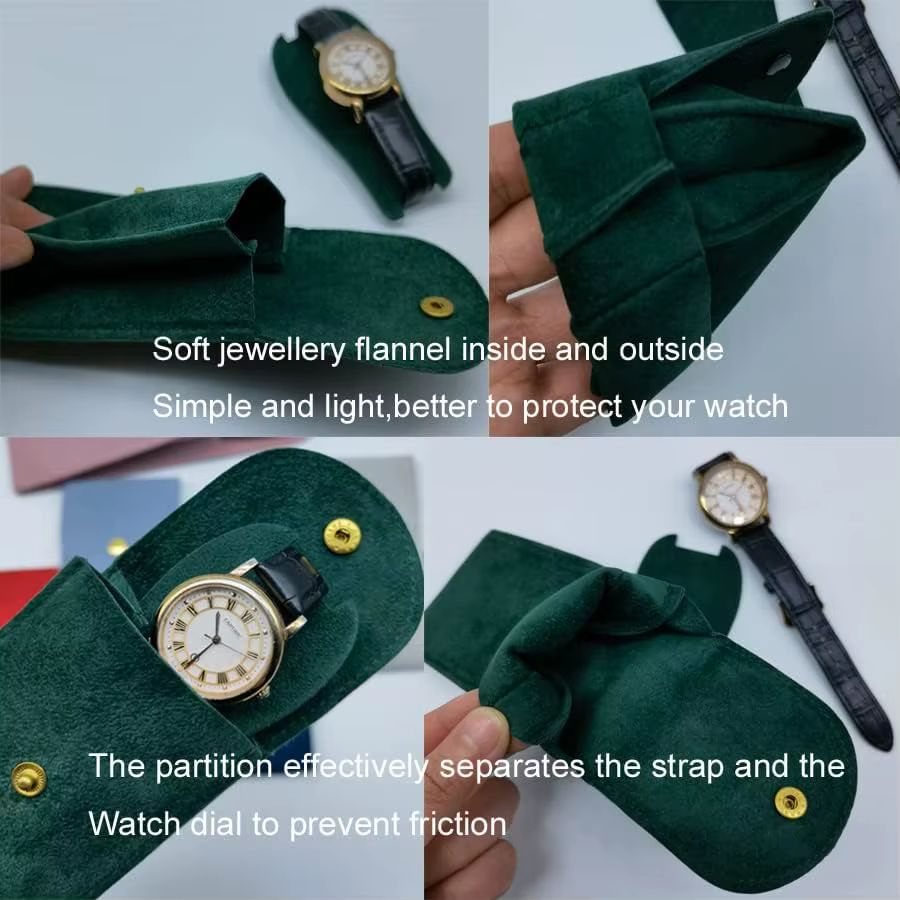 Pochette de rangement portable en tissu flanelle pour montre