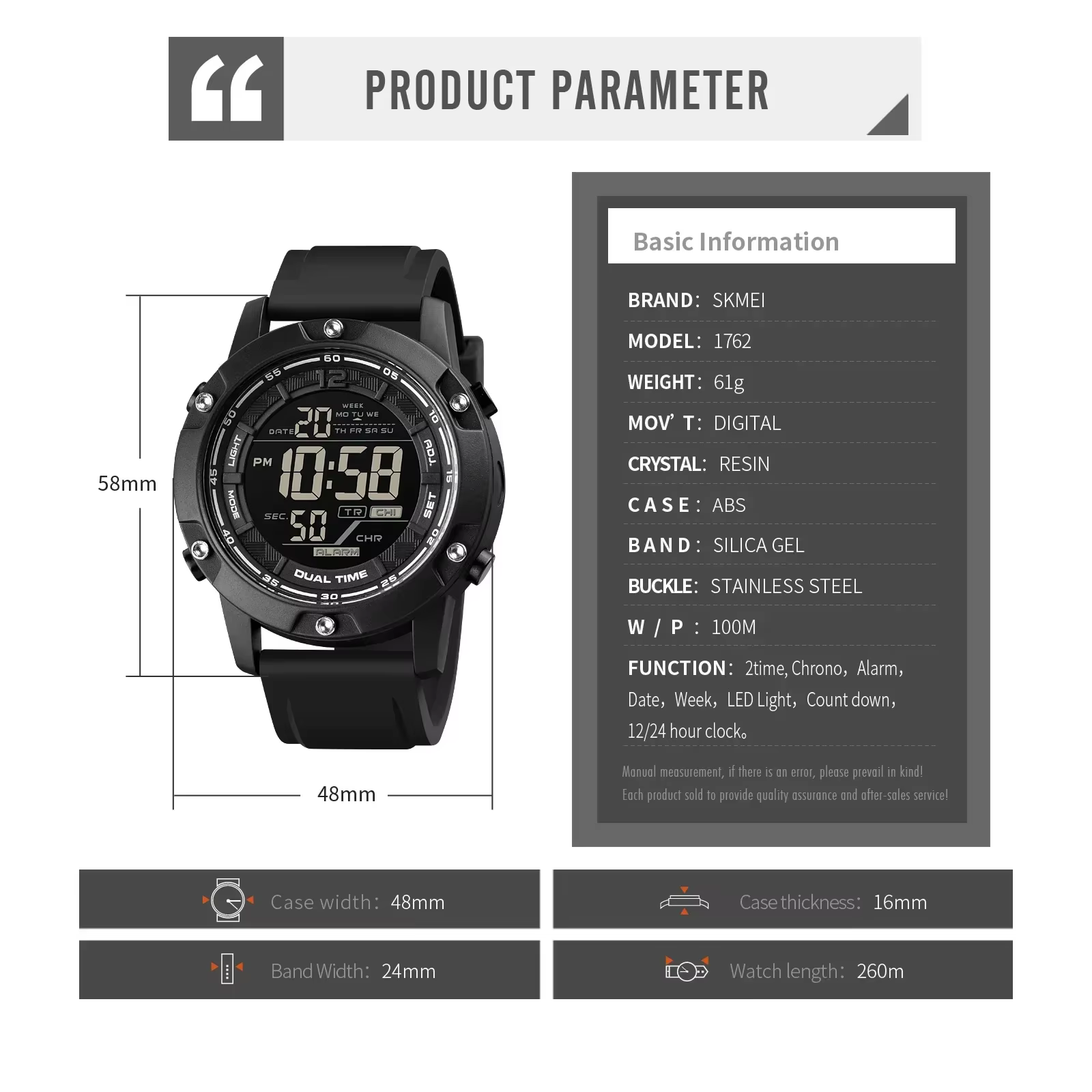 Montre-bracelet étanche pour homme avec compte à rebours