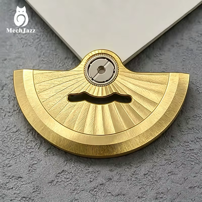 Rotor de montre à motif éventail guilloché