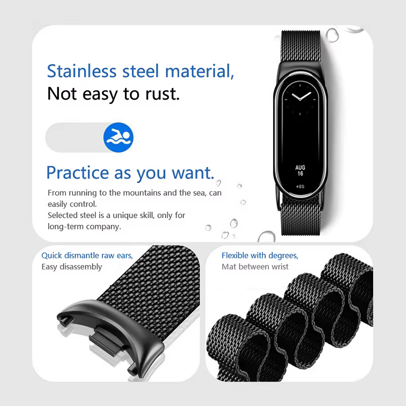 Bracelet en métal pour Xiaomi Mi Band 8 9 10