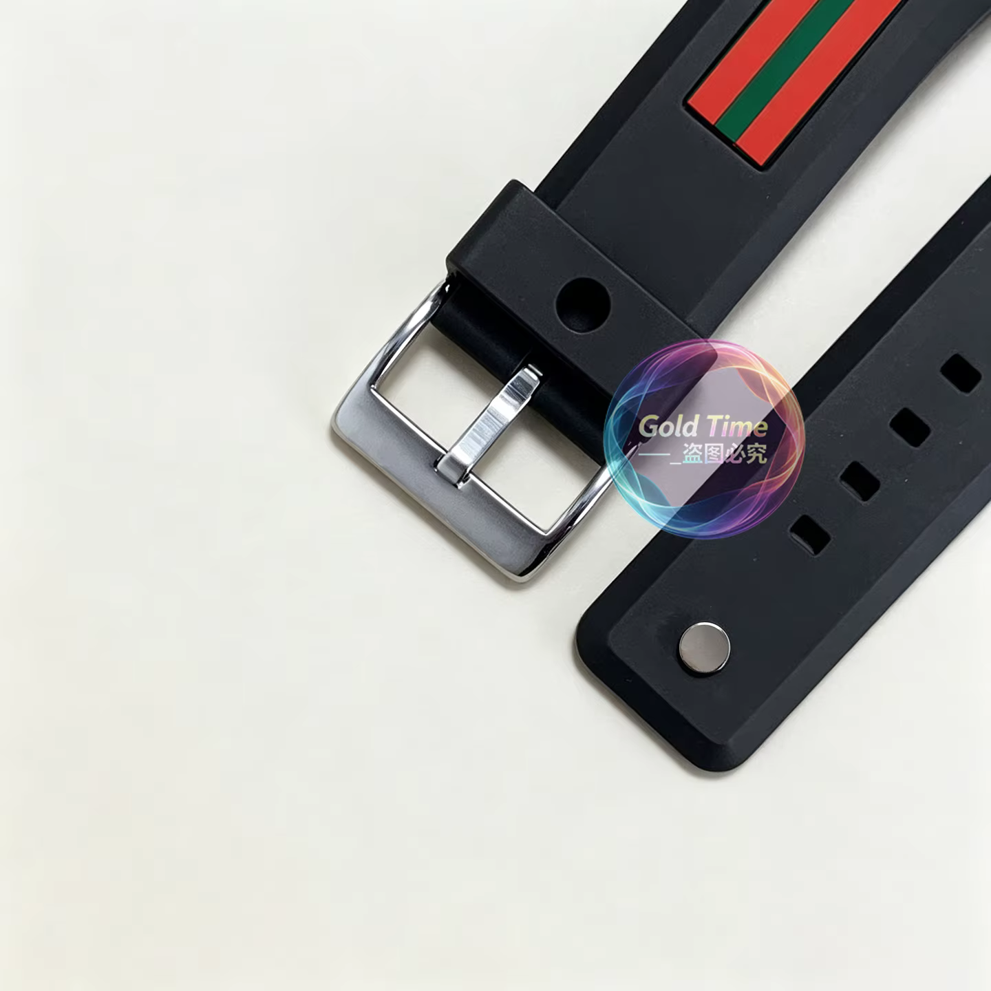 Bracelet de montre en caoutchouc noir pour homme