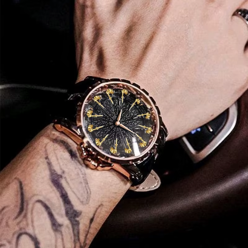 Nouvelle montre pour hommes en or rose style sportif