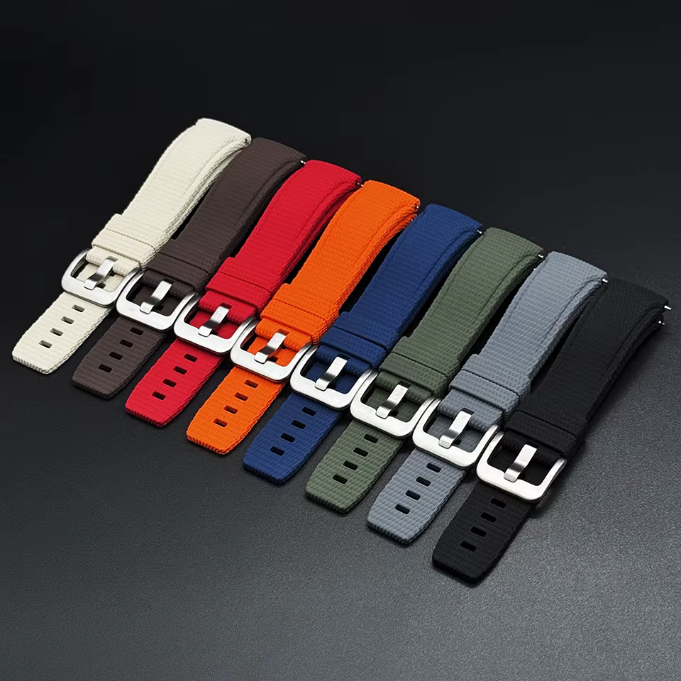 Nouveau bracelet de montre incurvé en FKM 20mm 21mm 22mm