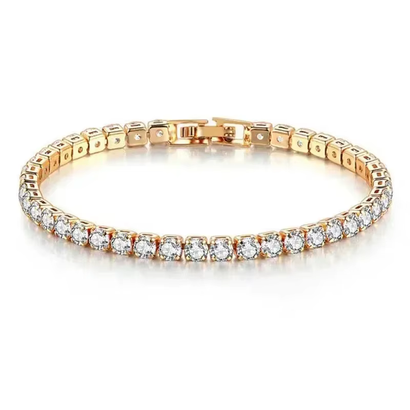 Bracelet de Tennis en argent Sterling 925, or Rose, cristal scintillant, zircone cubique, Hip-Hop, bijoux de luxe pour femmes, cadeau Surprise