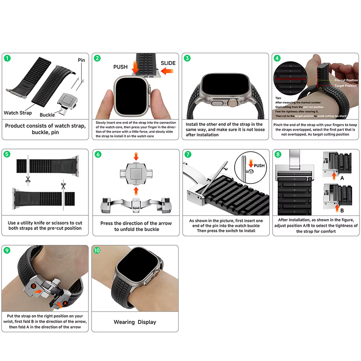 Bracelet de sport en Silicone pour Apple Watch Ultra 2