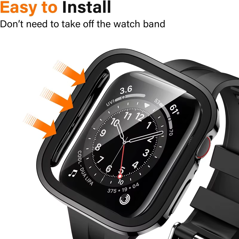 Verre + PC couverture pour Apple Watch boîtier série 11 10 42mm 46mm 45mm 41mm 44mm 40mm protecteur d'écran iWatch SE 6 7 8 9 étanche