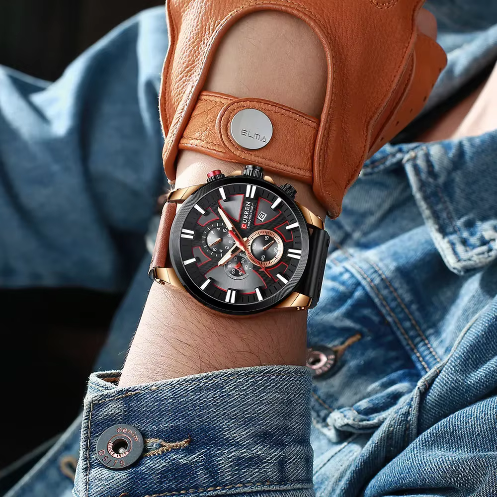 CURREN montre pour hommes haut de gamme de luxe lumineux en cuir