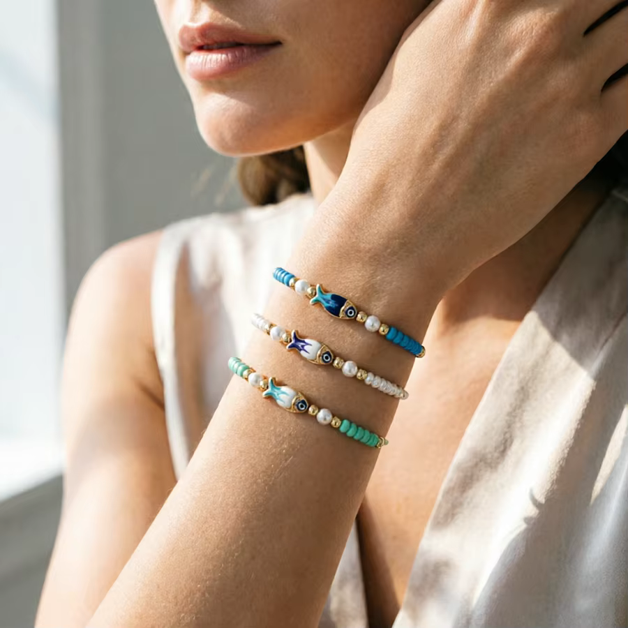 Nouvelle Collection : Ensemble de 3 Bracelets Empilables en Perles Légères et Confortables – Accessoires Décontractés pour la Plage et les Vacances, Idéal pour Femmes et Filles