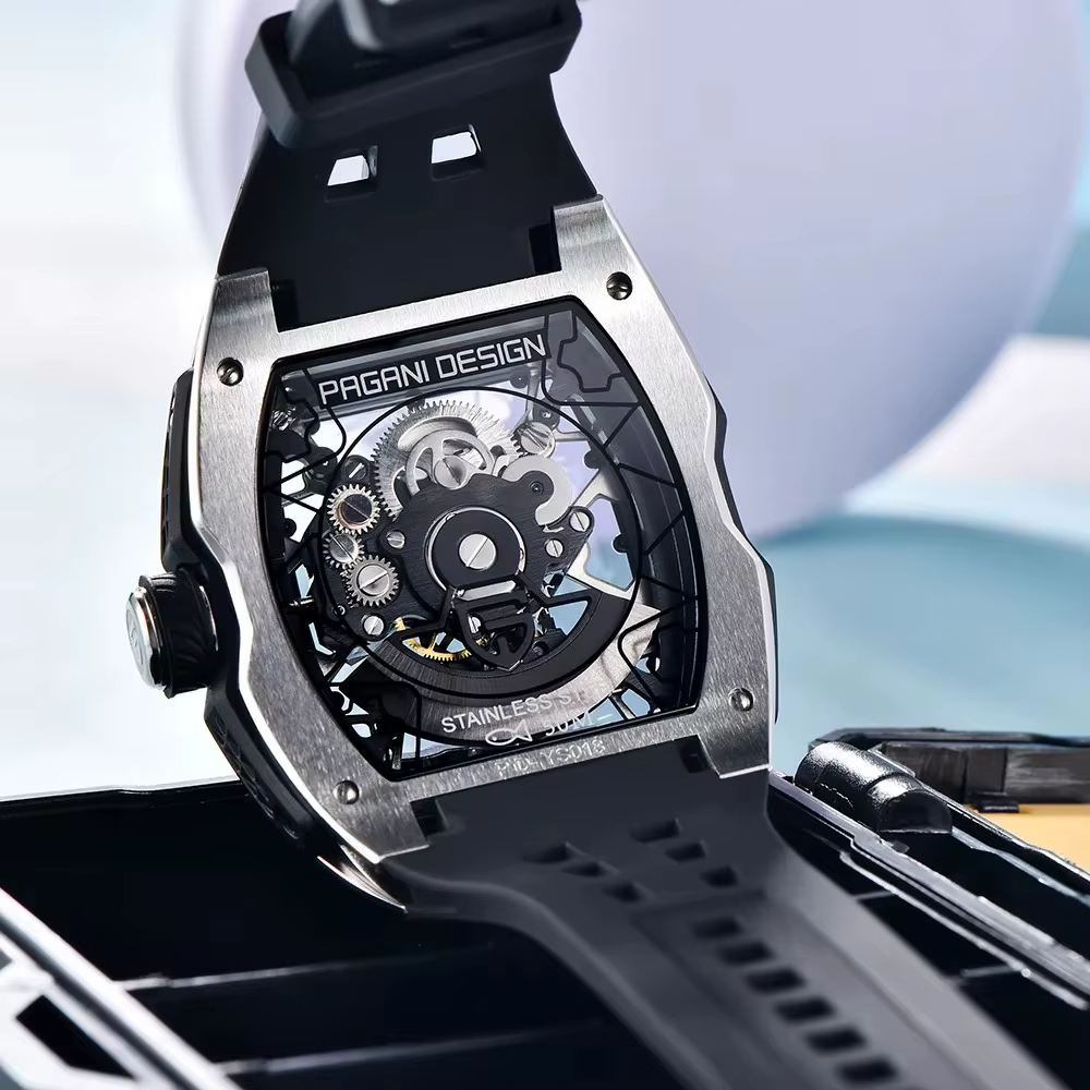 2025 nouveau design pagani montre squelette haut de gamme pour hommes starp en caoutchouc étanche lumineux tendance de