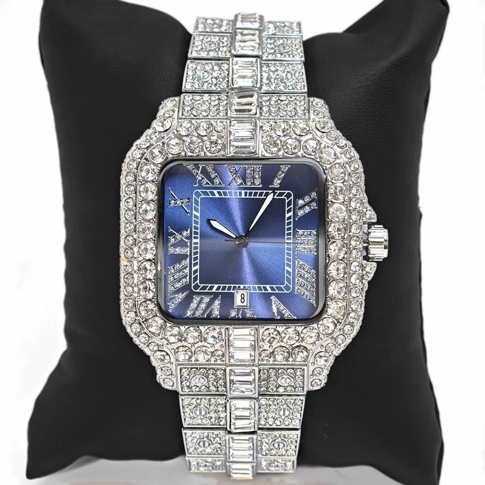 UNIGUET montre carrée pour hommes mode glacé montres à Quartz homme Hip Hop diamant bijoux montre-bracelet Rock garçon Reloj Hombre