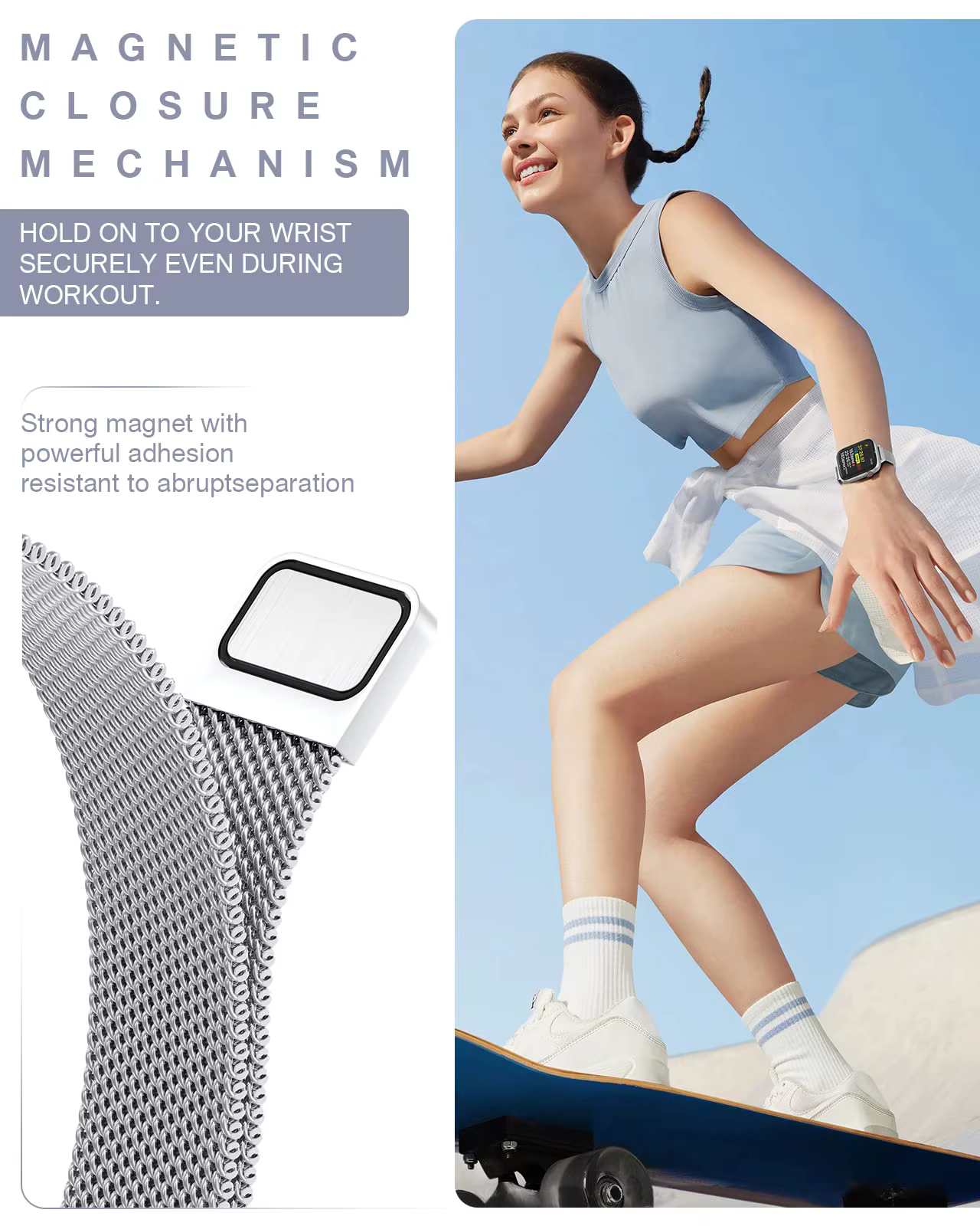 Bracelet Milanese fin pour Apple Watch 44mm 40mm 45mm 49mm 41mm 42mm