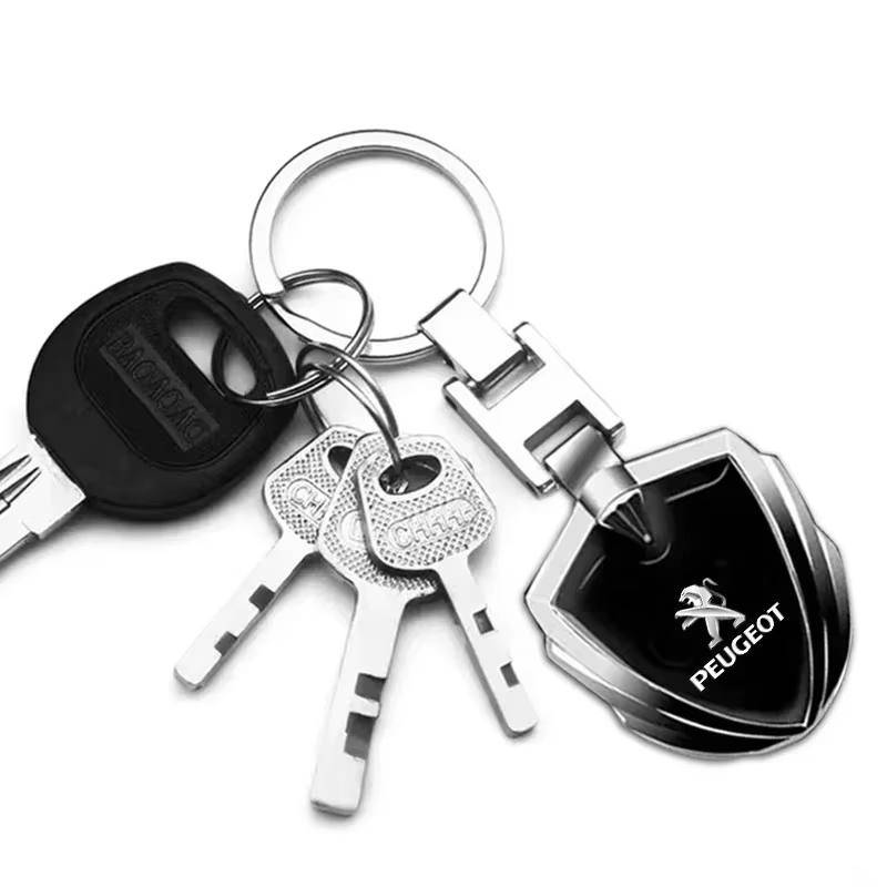 Porte-clés en métal 3D pour voiture, emblèmes de logo de voiture, accessoires pour Peugeot 308 206 207 407 607 108 208 301 308 508 608 107