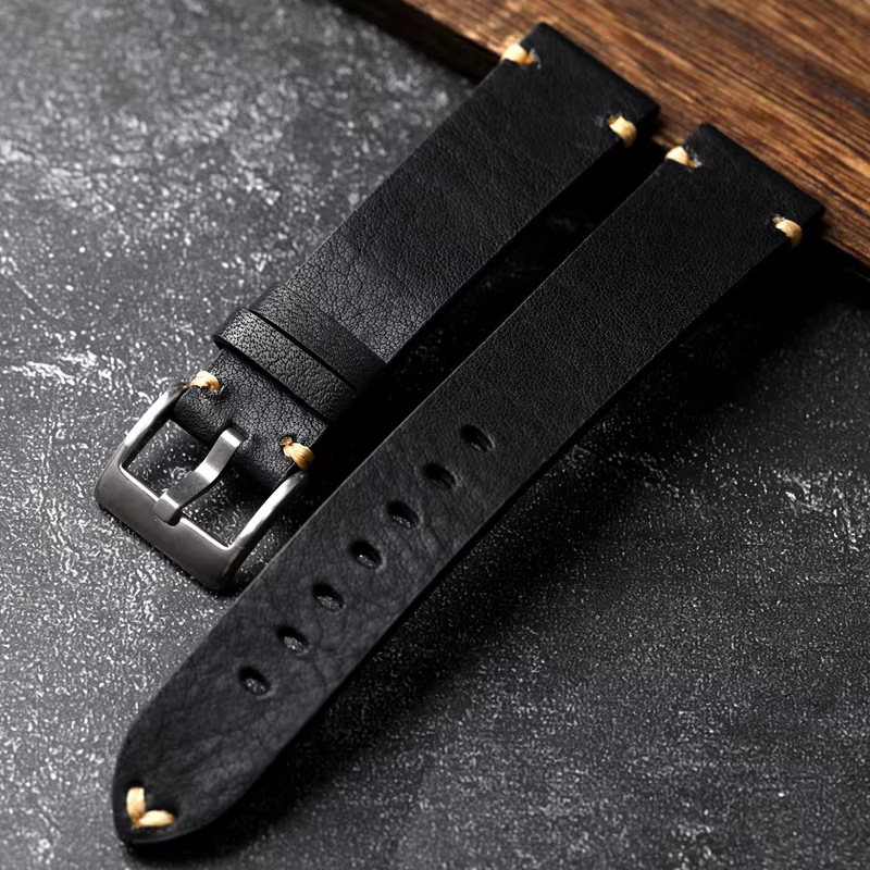 Bracelet de montre en cuir véritable fait à la main