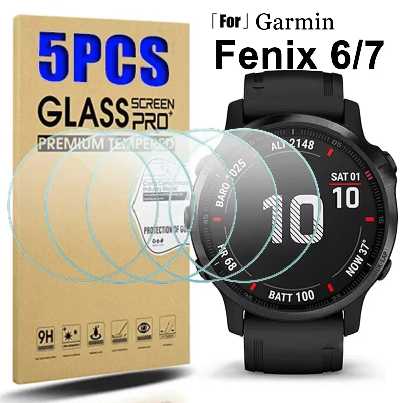Verre trempé pour Garmin Fenix 7 7S 7X 6 6S 6X Pro saphir HD Film de protection d'écran
