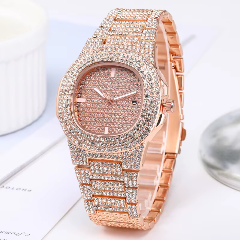 Montre-bracelet à quartz en acier inoxydable pour homme avec calendrier