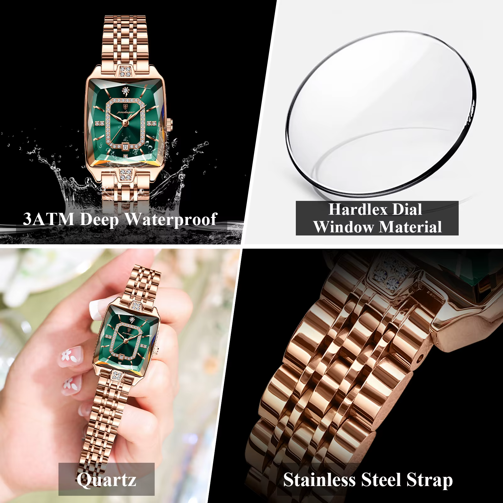 POEDAGAR montre de luxe pour femme calendrier étanche haute qualité dames