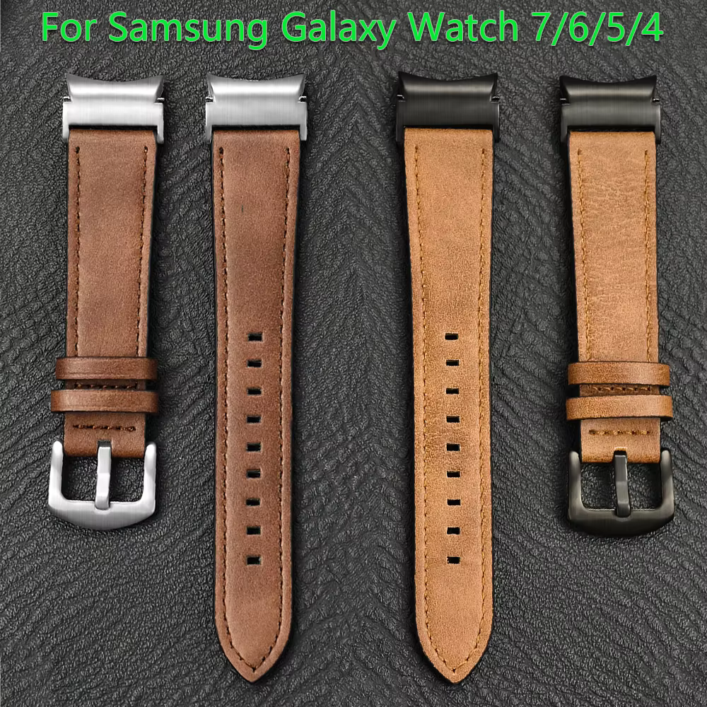 Bracelet en cuir sans écart pour Samsung Galaxy Watch 7 6 5 4 40mm 44mm 6 classique 43mm 47mm
