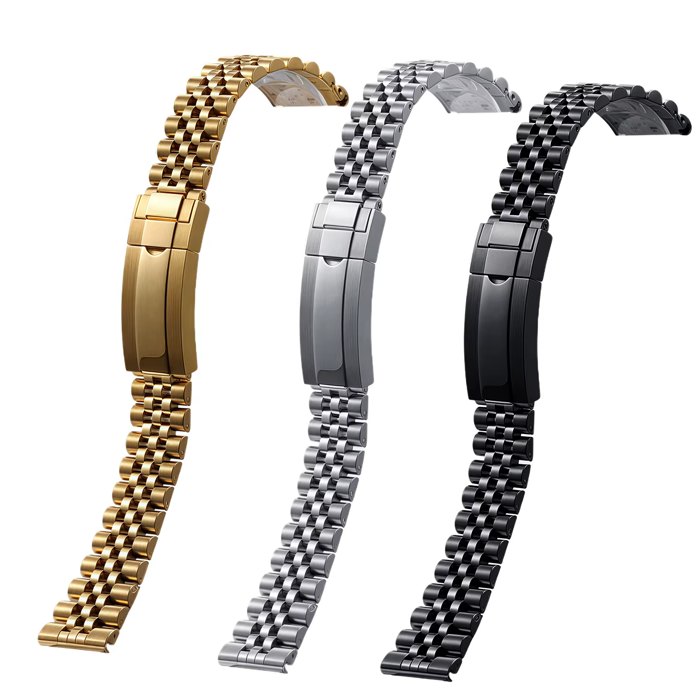 Bracelet en acier inoxydable Jubilee à extrémités courbes de 20 mm et 22 mm pour Rolex GMT Seiko Tudor