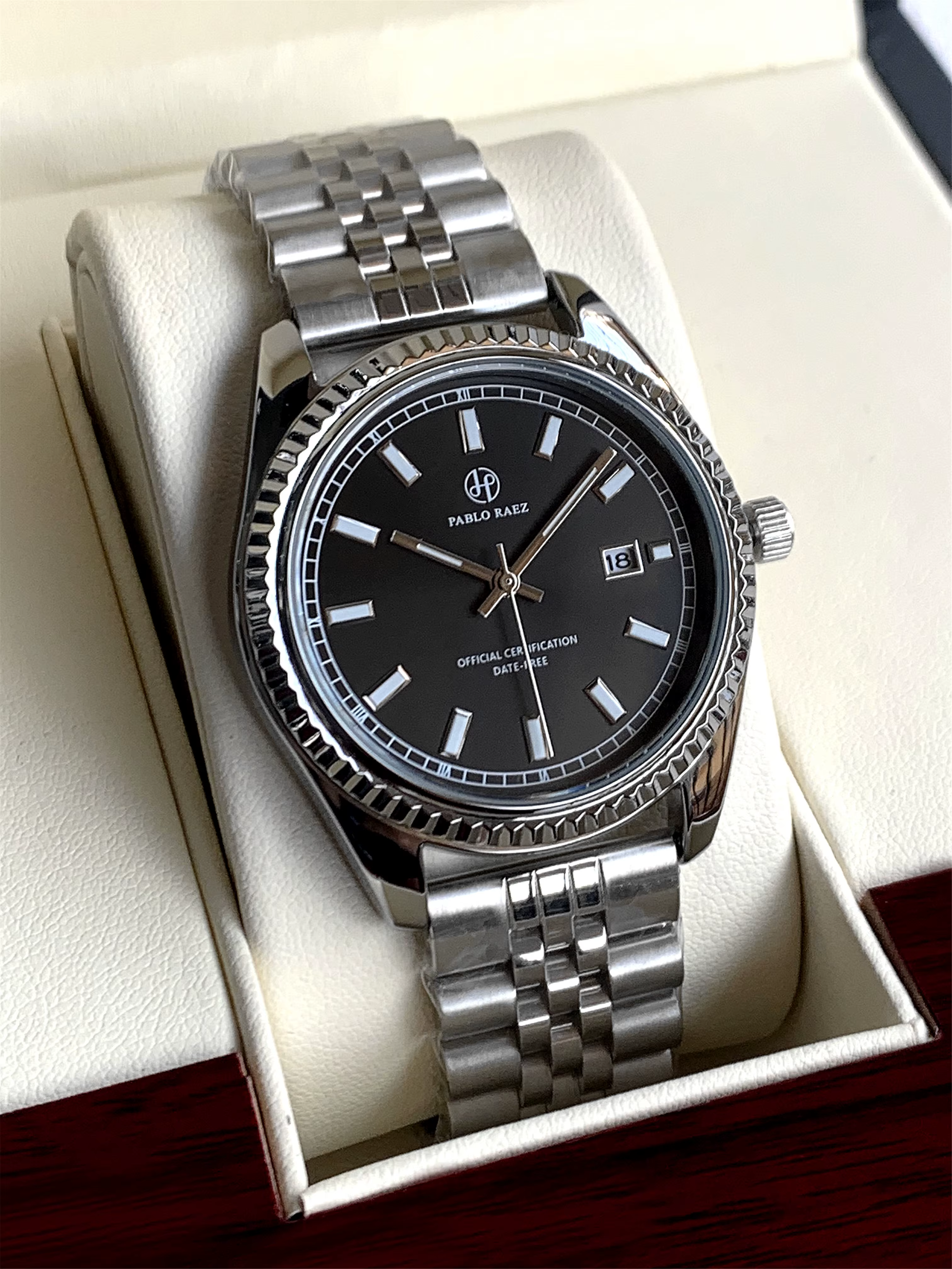 PABLO RAEZ élégant homme argent montre-bracelet lumineux SUS304 acier haute qualité montre de luxe étanche mode horloge hombre Reloj