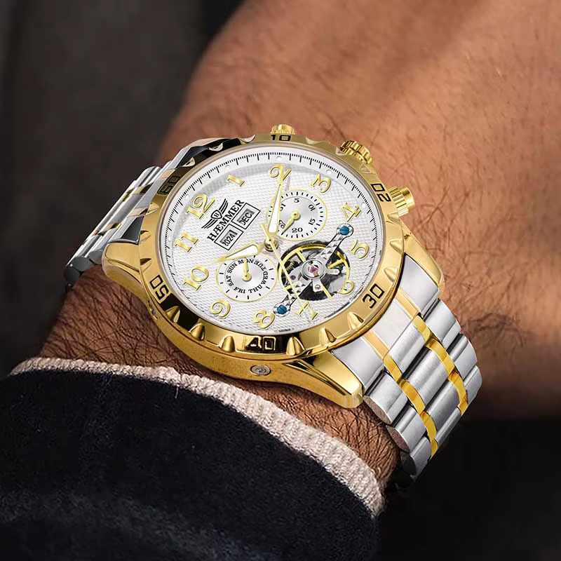 HAEMTextiles-Montre mécanique multifonction entièrement automatique pour homme