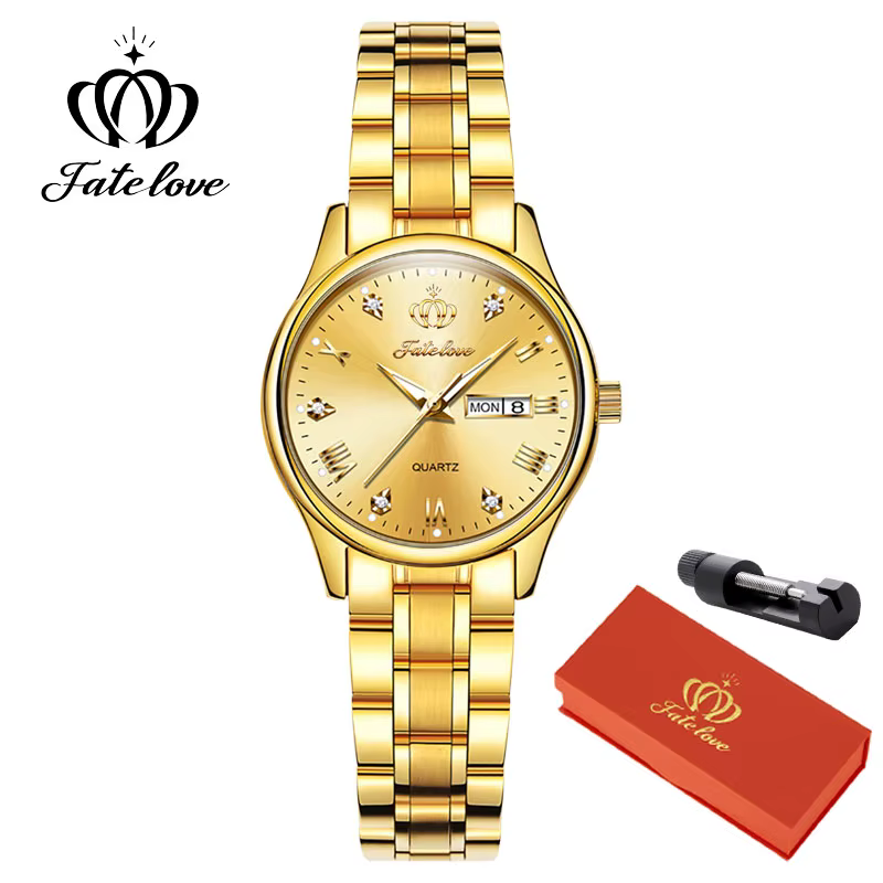 Fate Love 819 classiques femmes montre en acier inoxydable lumineux étanche calendrier robe élégante